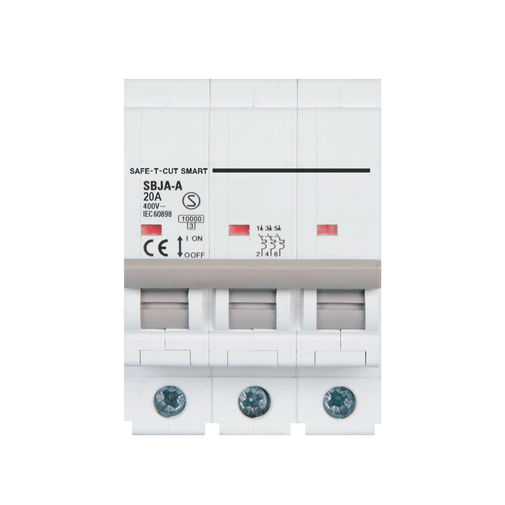เซอร์กิตเบรกเกอร์ 20 แอมป์ 3 โพล 10KA เซฟ-ที-คัท สมาร์ท รุ่น US สีขาว